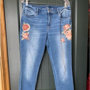 SO cute soft, skinny leg jeans with embroidery flowers.